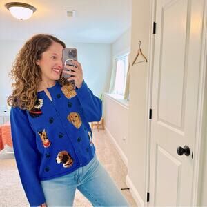 Vintage Marisa Christina Blue Dog Sweater M/L